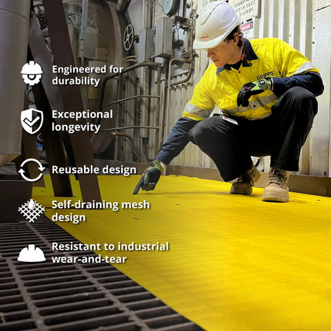 GrippGrid Yellow FR Grid Mesh Matting 27 m x 1.5 m / 90 ft x 5 ft