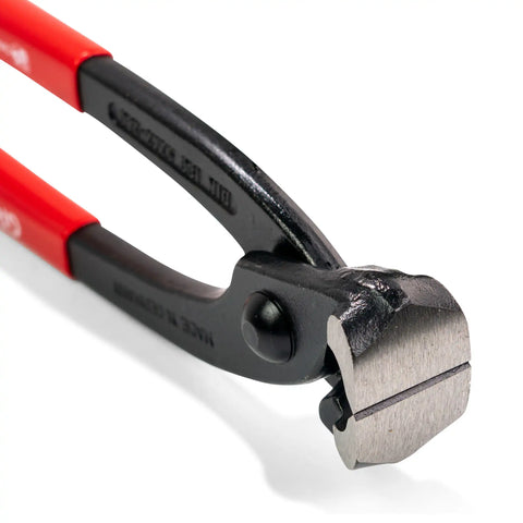 Close-up of a pair of red-handled pliers  Gripps Nips 280mm on a white background